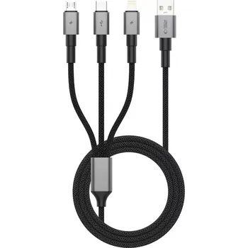 Datový kabel Tech-Protect UltraBoost DNA 3v1 USB-A na USB-C + Lightning + microUSB Iron Grey