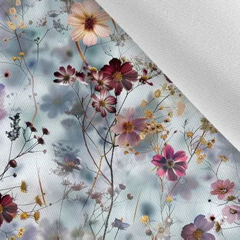 Látka gabardén light květiny světlé 32