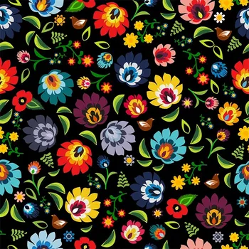 Šusťákovina se zátěrem folk flowers black