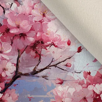 Oděvní strečový samet třešňový květ