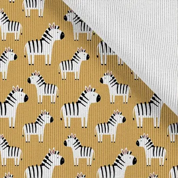 Funkční žebrovaný náplet metráž zebry hořčicové