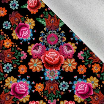 Látka softshell zimní exkluzivní výšivka černá- imitace