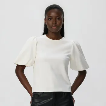 Dámské tričko Reserved - Tričko s balonovými rukávy - krémová - 573GA-01X - 573GA-01X-S