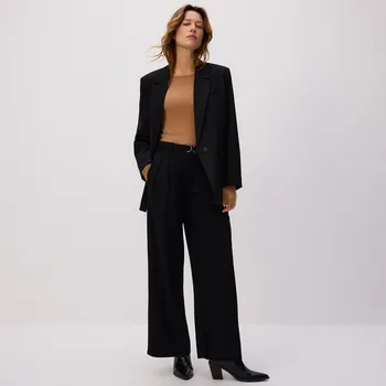 Dámské kalhoty Reserved - Volné kalhoty s přezkou - černý - 613GA-99X - 613GA-99X-L