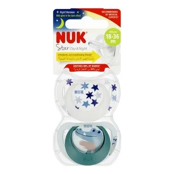Dětské zboží NUK Smoczek uspokajający silikonowy 18-36m Star Day&Night zielony op.2 szt.10739735