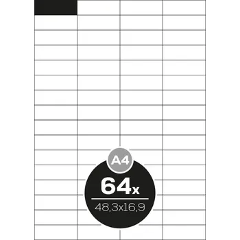 Speciální papír Etikety Top Stick A4/100 ks, 48,3x16,9 mm - 64 etiket, bílé