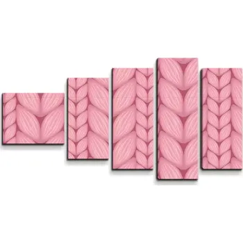 Obraz Sablio Obraz - 5-dílný Růžové pletení z vlny - 100x60 cm