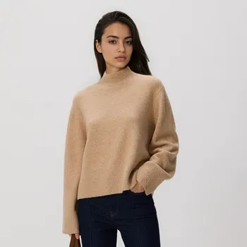 Dámský svetr Reserved - Svetr se stojáčkem - béžová - 050GS-80M - 050GS-80M-M