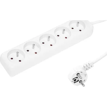 Prodlužovací kabel Síťový prodlužovač 5 zásuvek, 1,5 m, bílý