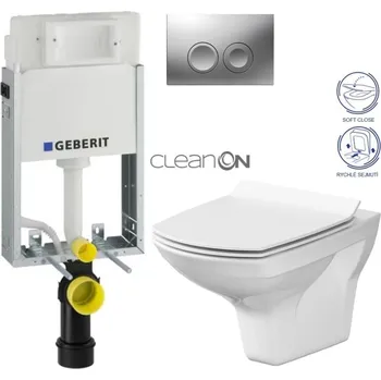 GEBERIT KOMBIFIXBasic vč. matného tlačítka DELTA 25 + WC CERSANIT CLEANON CARINA + SEDÁTKO 110.100.00.1 21MA CA3