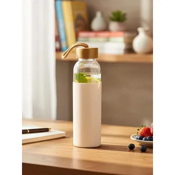 Láhev Sinsay - Láhev s bambusovým víčkem - krémová - 832EE-01X - 832EE-01X-ONE-2