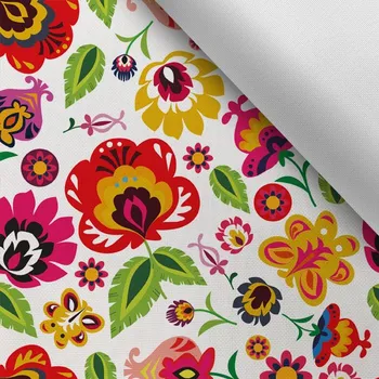 Látka s potiskem kočárkovina TD/NS folk Ana na bílém