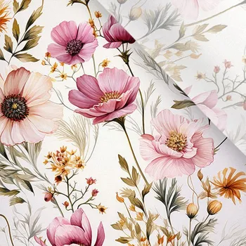 Umělé hedvábí / silky mírně elastické letní květiny Romantika