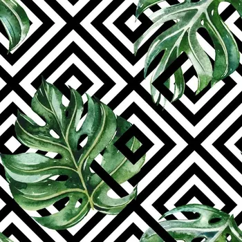 Látka na plavky, fitness oblečení premium tropické listy - Liveri