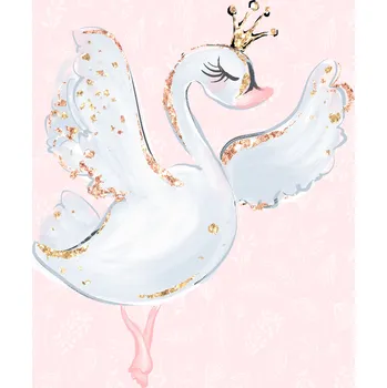 Látka funkční teplákovina PANEL L 40x60 baleríny ružové- bílá labuť