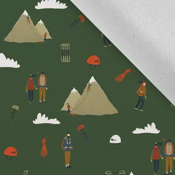 Látka softshell zimní pružný horolezci na tmavě zelené zvětšený vzor