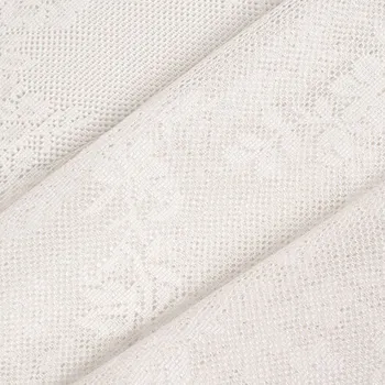 Látka na záclony bílá s květinovým vzorem