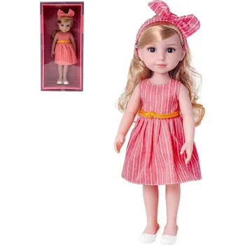 Panenka PLEJO Panenka v červených šatech 38cm dlouhé vlasy