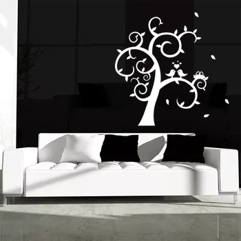 samolepka Sablio Samolepka na zeď: Strom s ptáčky - 60x60 cm