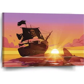 Obraz Sablio Obraz Pirátská loď při západu slunce - 60x40 cm