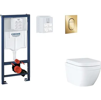 Klozet GROHE - Rapid SL Set předstěnové instalace, klozetu, sedátka SoftClose a tlačítka Arena Cosmopolitan S, Triple Vortex, Cool Sunrise SANI11BB4130