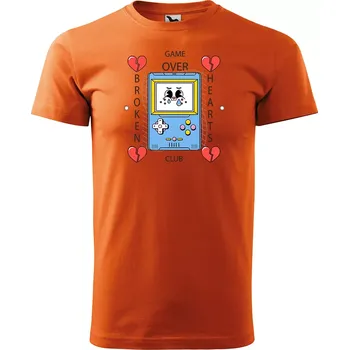 Pánské tričko Sablio Tričko s potiskem GAME OVER broken hearts club - oranžové S
