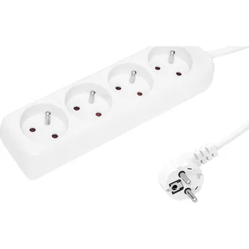 Prodlužovací kabel Prodlužovací kabel s uzemněním, 4 zásuvky, 3m bílá