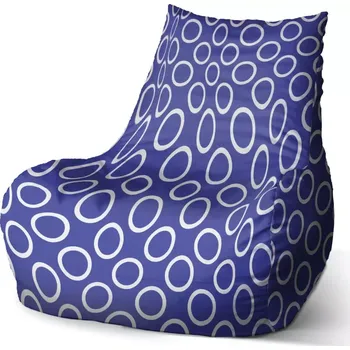 Sedací pytel Sablio Sedací vak Bean Bílé kruhy na modré - 60 x 70 x 70 cm