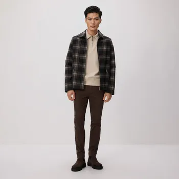 Reserved - Kalhoty chino slim fit - tmavě hnědá - 479GC-89X - 479GC-89X-38