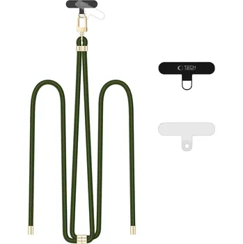 Tech-Protect C7S ROPE CROSSBODY Šňůrka / popruh na telefon - HUNTER GREEN/GOLD