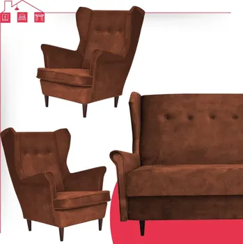 Sedací souprava Stylová sedací souprava s funkcí spaní hnědá ARI Family Meble