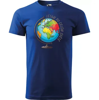 Pánské tričko Sablio Tričko s potiskem Létám po celém světě - modré XL