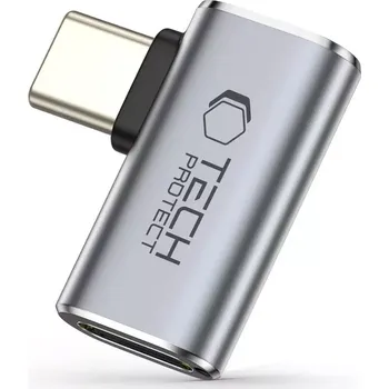 Datové redukce Tech-Protect UltraBoost AA01 90° USB-C úhlový adaptér 40Gbps 100W PD USB4 šedý