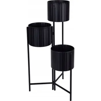 Květináč DRŽÁK NA KVĚTINÁČ LOFTOVÝ KOVOVÝ NA 3 KVĚTINÁČE VNITŘNÍ ČERNÝ 39 X 29 X 68 CM