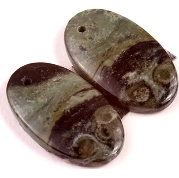 Přírodní kámen Vrtané Párové Kabošony Kambaba Jaspis č.VP19 (22x13x4mm)