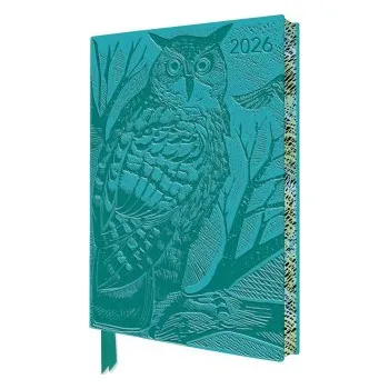 Diář Angela Harding: Long Eared Owl 2026 Artisan Art Vegan Leather Diary Planner - Page to View with Notes (Flame Tree Publishing)(Diář)