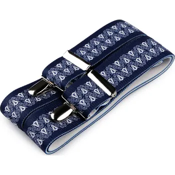 Kšandy Šle folklor modrotiskové šíře 3,5 cm délka 120 cm, střední, 4 modrá tmavá