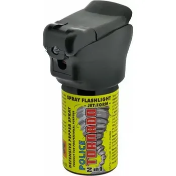 Obranný sprej Obranný plyn TORNADO se svítilnou 40ml (Nová kategorie obranného plynu doplněného o světlo v podobě supersvítívé bílé LED diody, model používaný policí ČR, objem 40 ml)