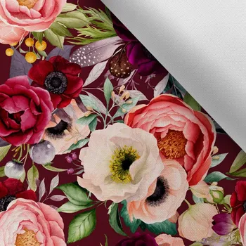 Látka s potiskem kočárkovina TD / NS Romance bordový