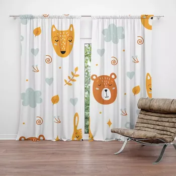 Závěs Sablio Závěs Medvěd a liška: 2ks 140x250cm