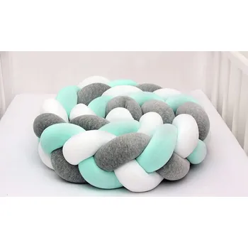 Příslušenství pro dětskou postel a kolébku Scamp Mantinel do postýlky cop (Bílá-šedá-máta) - 180 cm