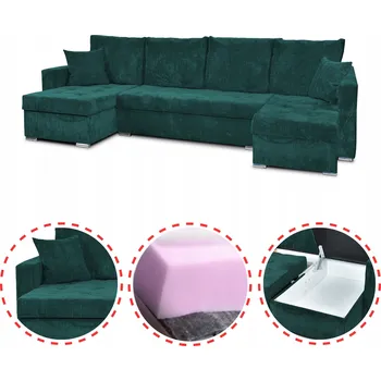 Sedací souprava Rohová Sedací Souprava Bonito BIG rozkládací s funkcí spaní Family Meble manšestr zeleň