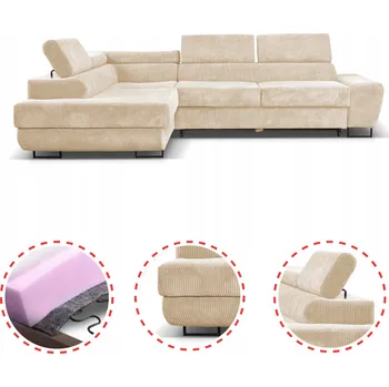 Sedací souprava Rohová Sedací Souprava rohová sedačka rozkládací gauč Savio levý Family meble béžový samet