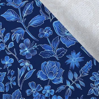 Flaušová kabátovina květiny tmavé 57