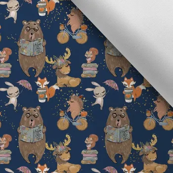 Látka s potiskem kočárkovina TD/NS autumn tales blue