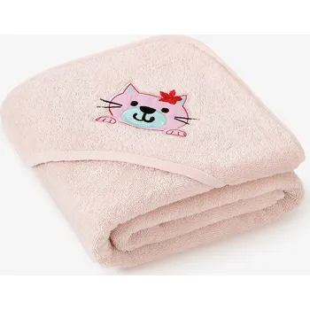 Goldea Dětská froté osuška s kapucí Kočička na světle růžové 100 x 100 cm