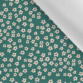 Látka gabardén light miniaturní květiny zelené