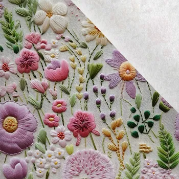 Funkční termo úplet s počesem vyšívané květiny potisk Violet