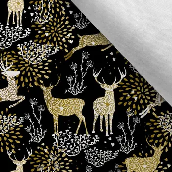 Látka s potiskem kočárkovina TD/NS zlatí jeleni