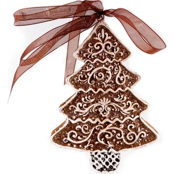 Vánoční dekorace Vánoční perníčky k dekoraci vánočních stromků a věnců chaloupka, medvěd, anděl, strom, barva 4 hnědá stromeček